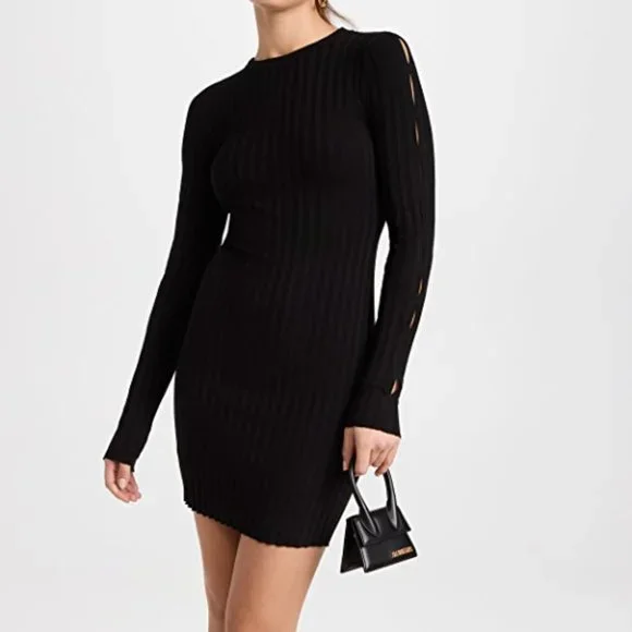 knee length dresses for ladies Cotton Citizen Verona Long Sleeve Mini Dress Black main image 0